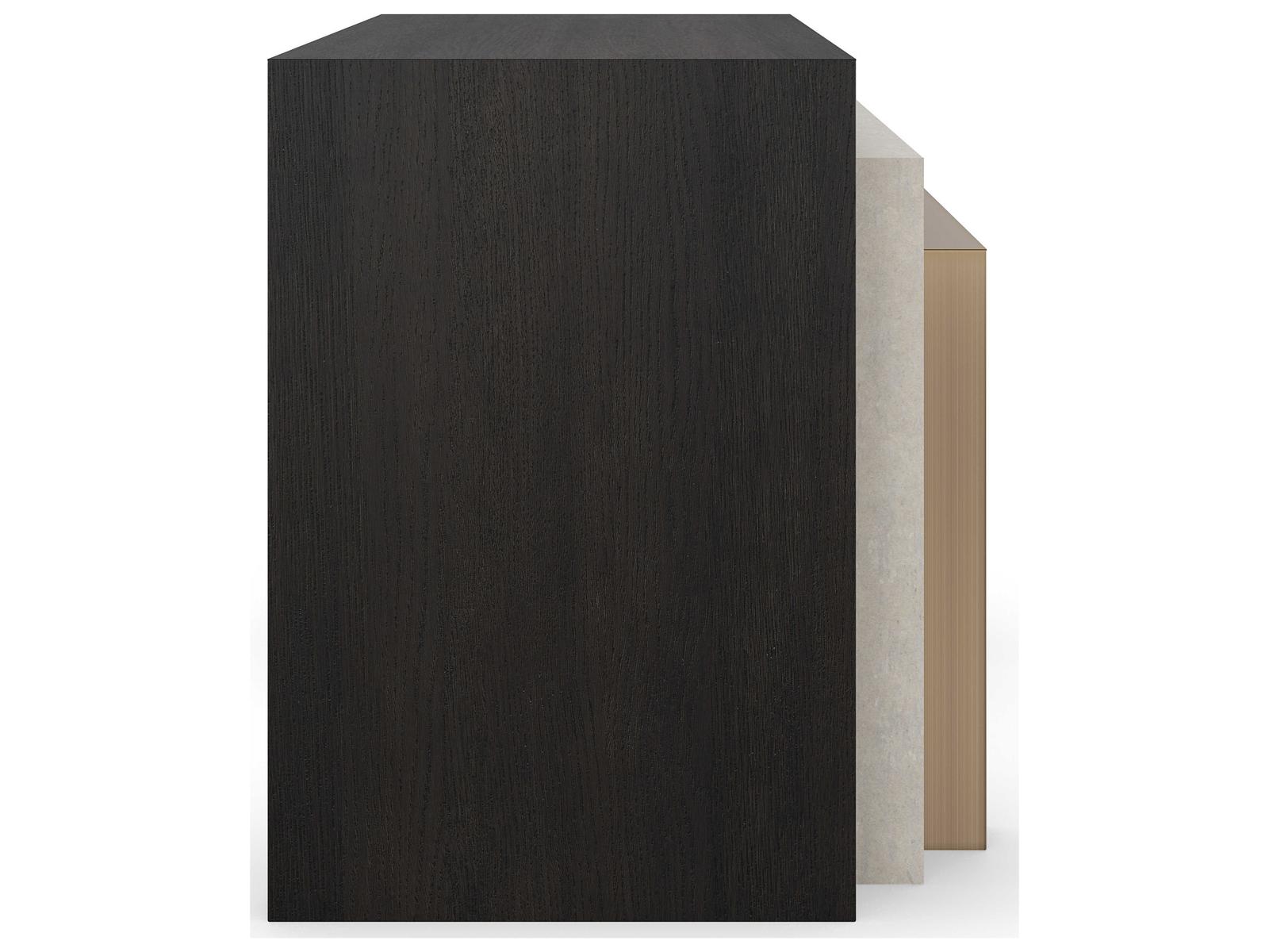 Modern Principles Contrast Nesting Tables in Cinder Creme Travertine and Lucent Bronze