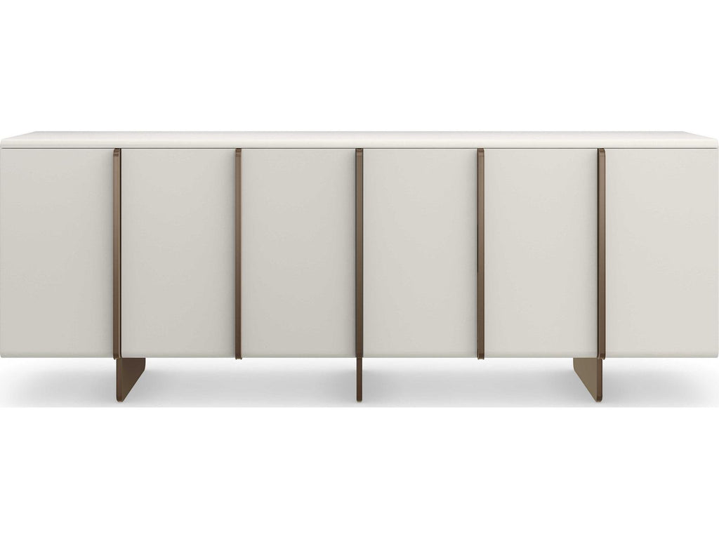 Modern Principles Emphasis Credenza in Almost White and Textured Adobe
