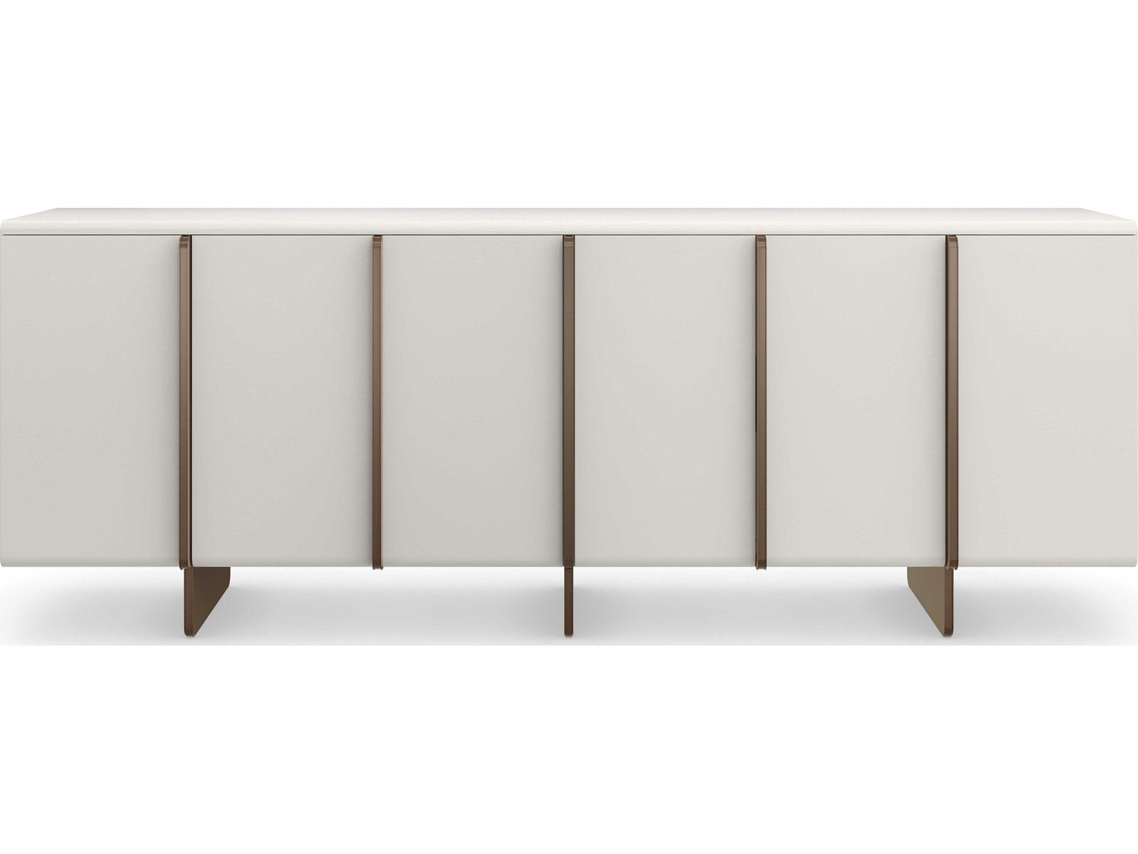 Modern Principles Emphasis Credenza in Almost White and Textured Adobe