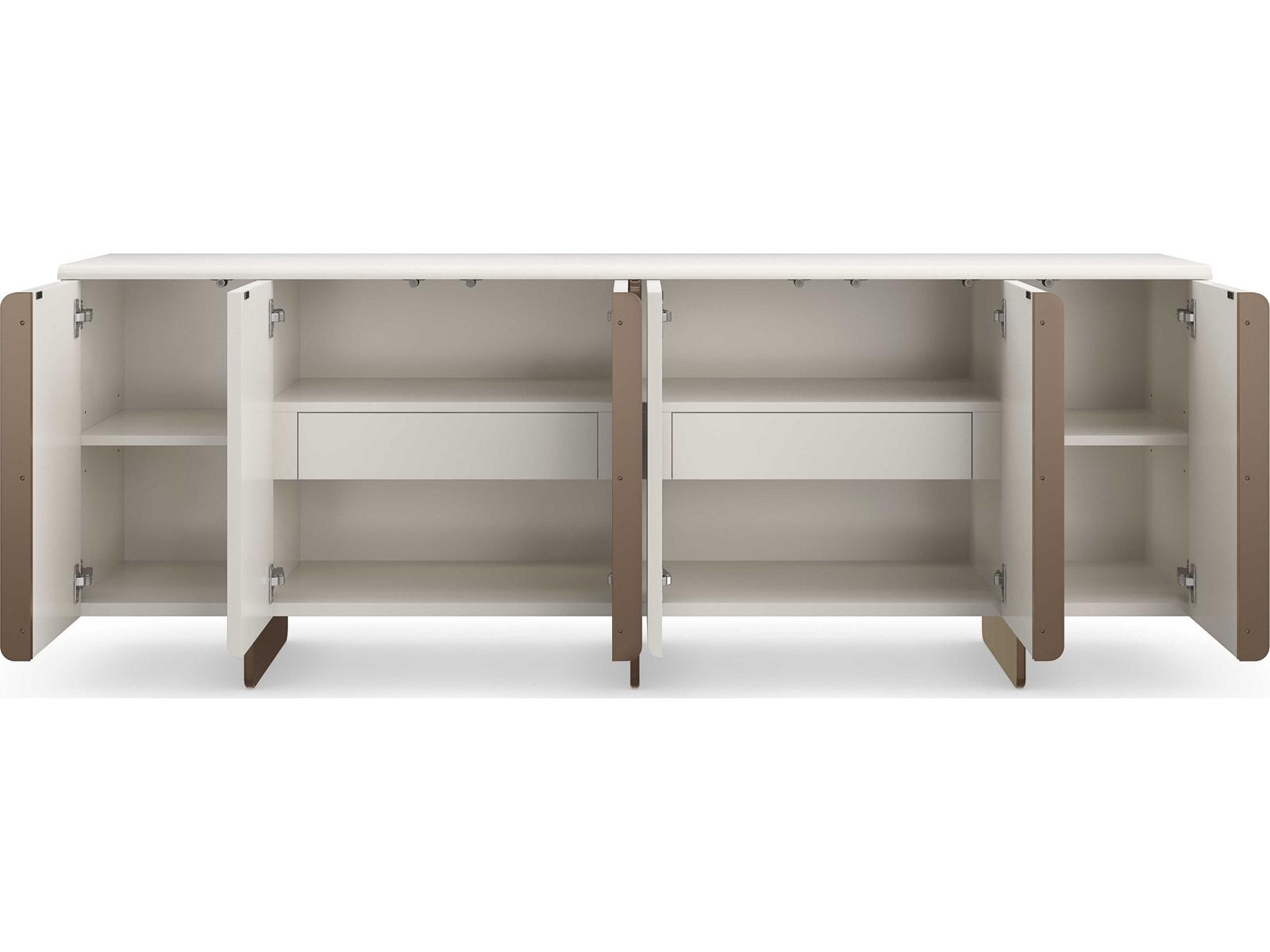 Modern Principles Emphasis Credenza in Almost White and Textured Adobe