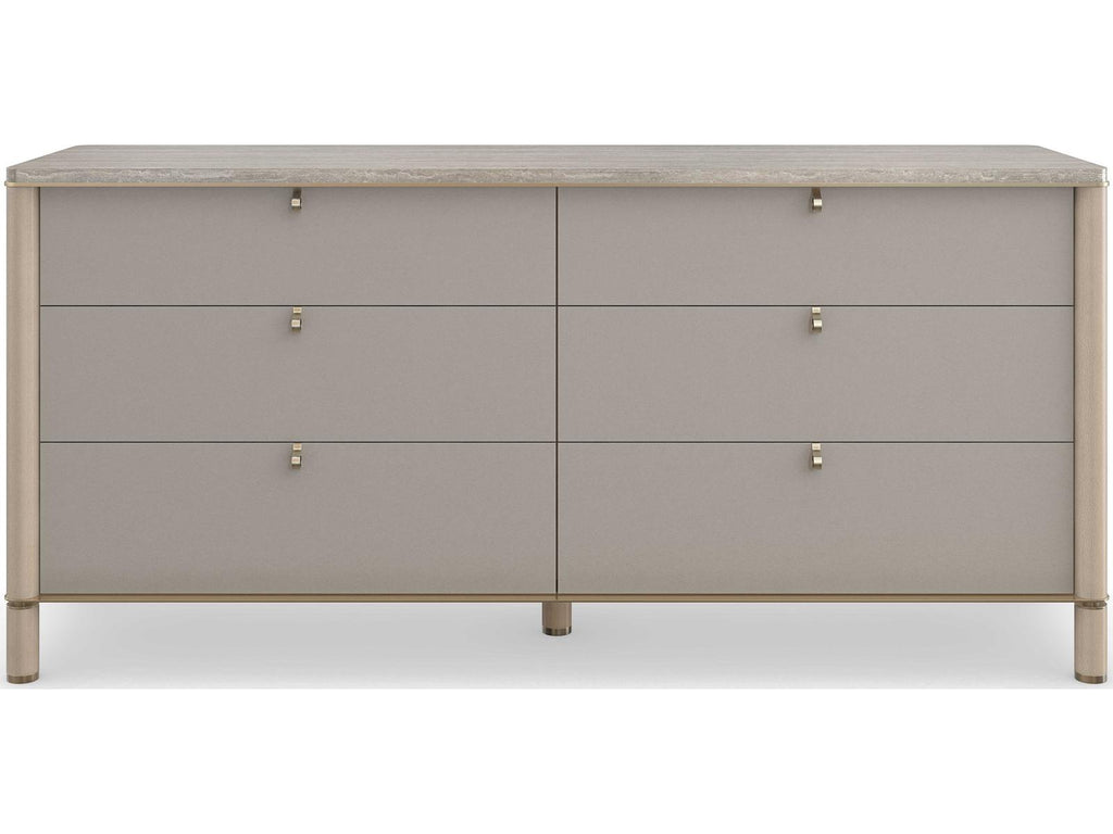 Modern Principles Balance Dresser with Silver Travertine Top and Lucent Bronze Accents