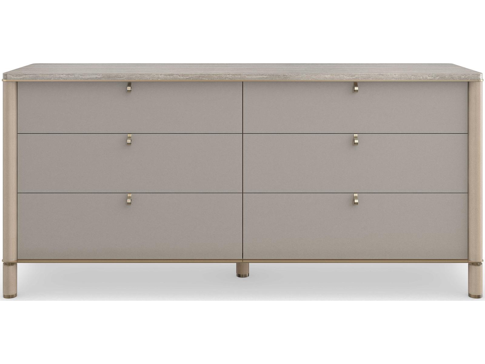 Modern Principles Balance Dresser with Silver Travertine Top and Lucent Bronze Accents