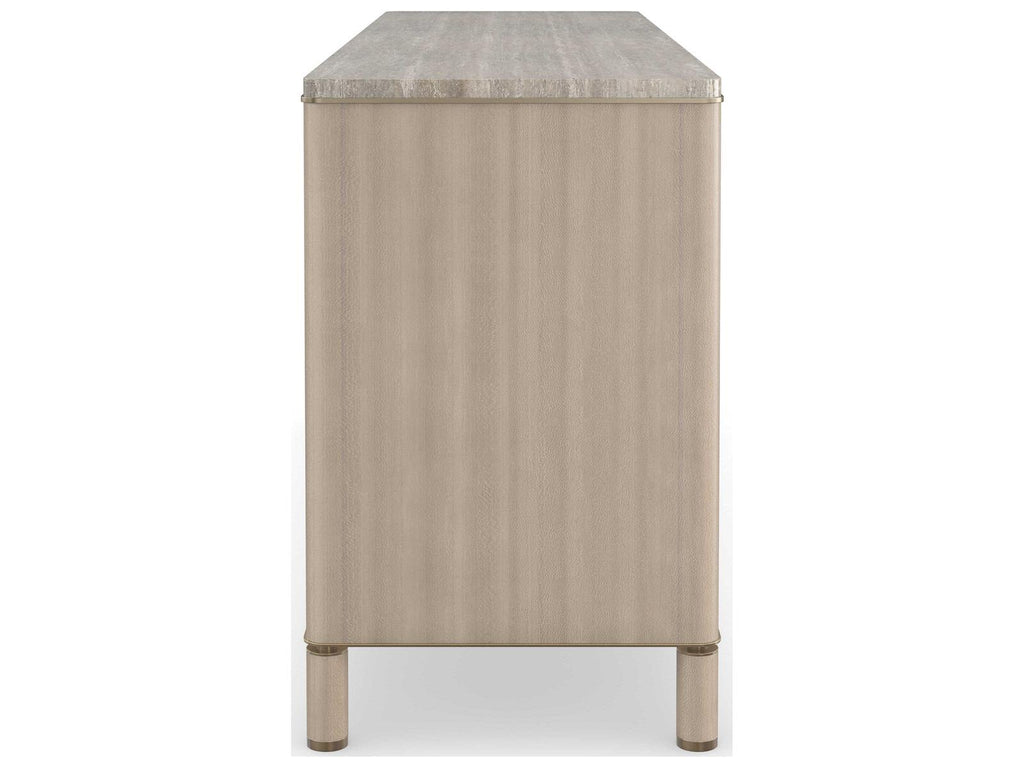 Modern Principles Balance Dresser with Silver Travertine Top and Lucent Bronze Accents