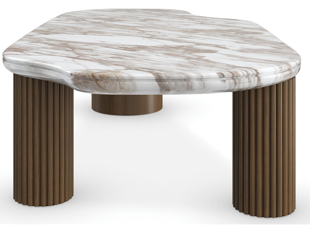 Seychelles Rectangle Coffee Table in Retro Walnut and Calcutta Oro Stone