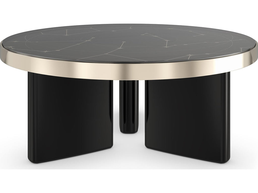 Umbra Large Round Coffee Table in Piano Black with Constellation Top
