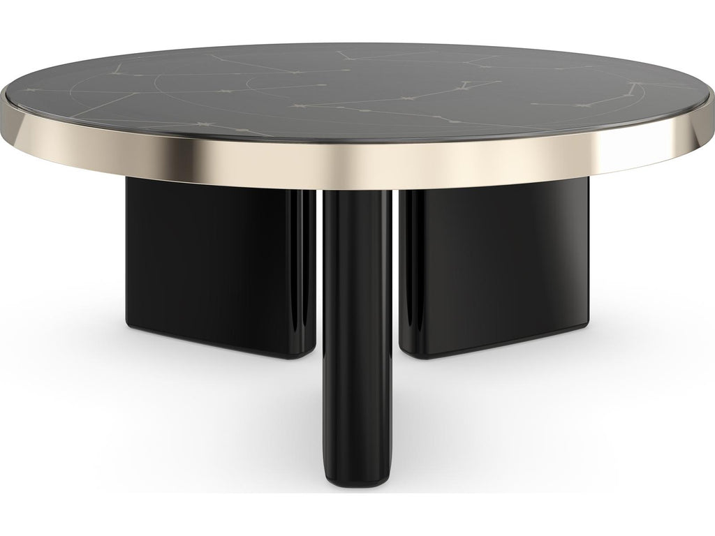 Umbra Large Round Coffee Table in Piano Black with Constellation Top