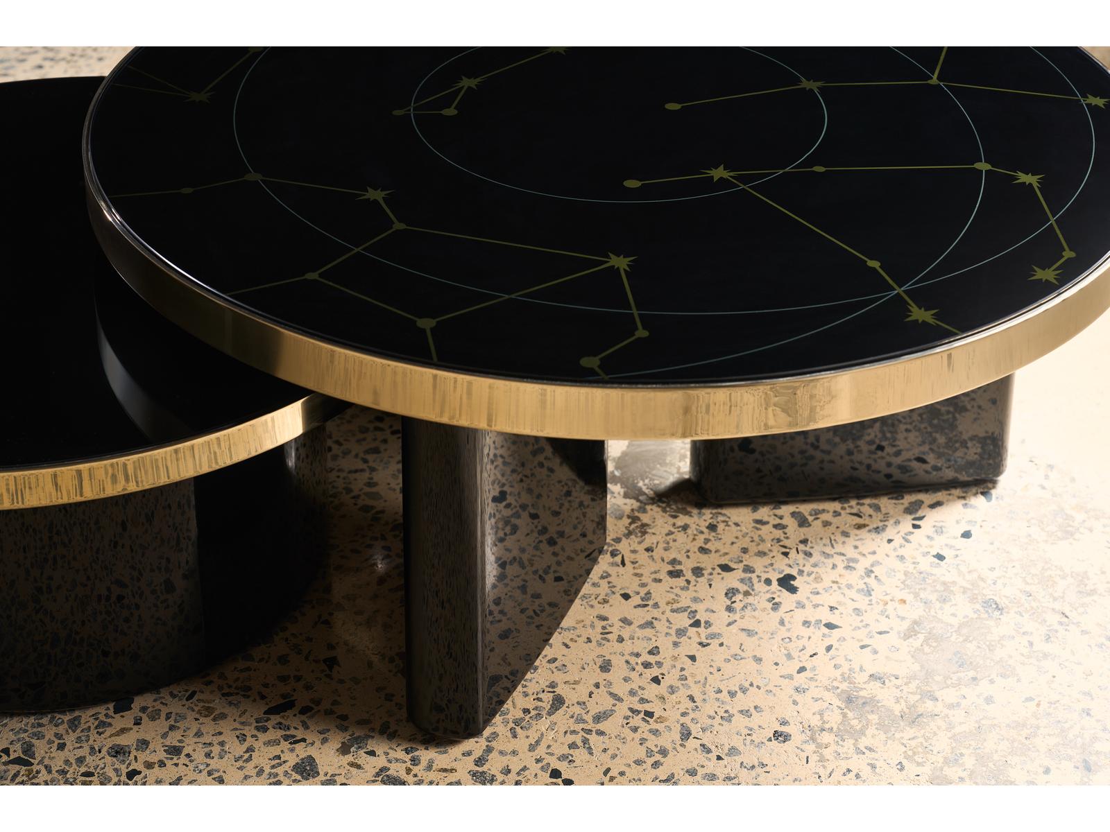 Umbra Large Round Coffee Table in Piano Black with Constellation Top