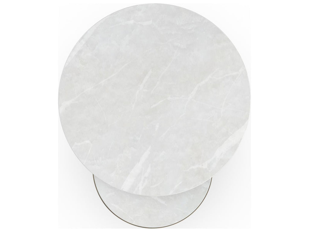 Orbit Round Nesting Accent Table Set in White Rhino Marble and Whisper of Gold