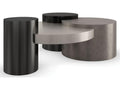 Constellation Round Coffee Table in Mixed Materials with Starburst Pattern