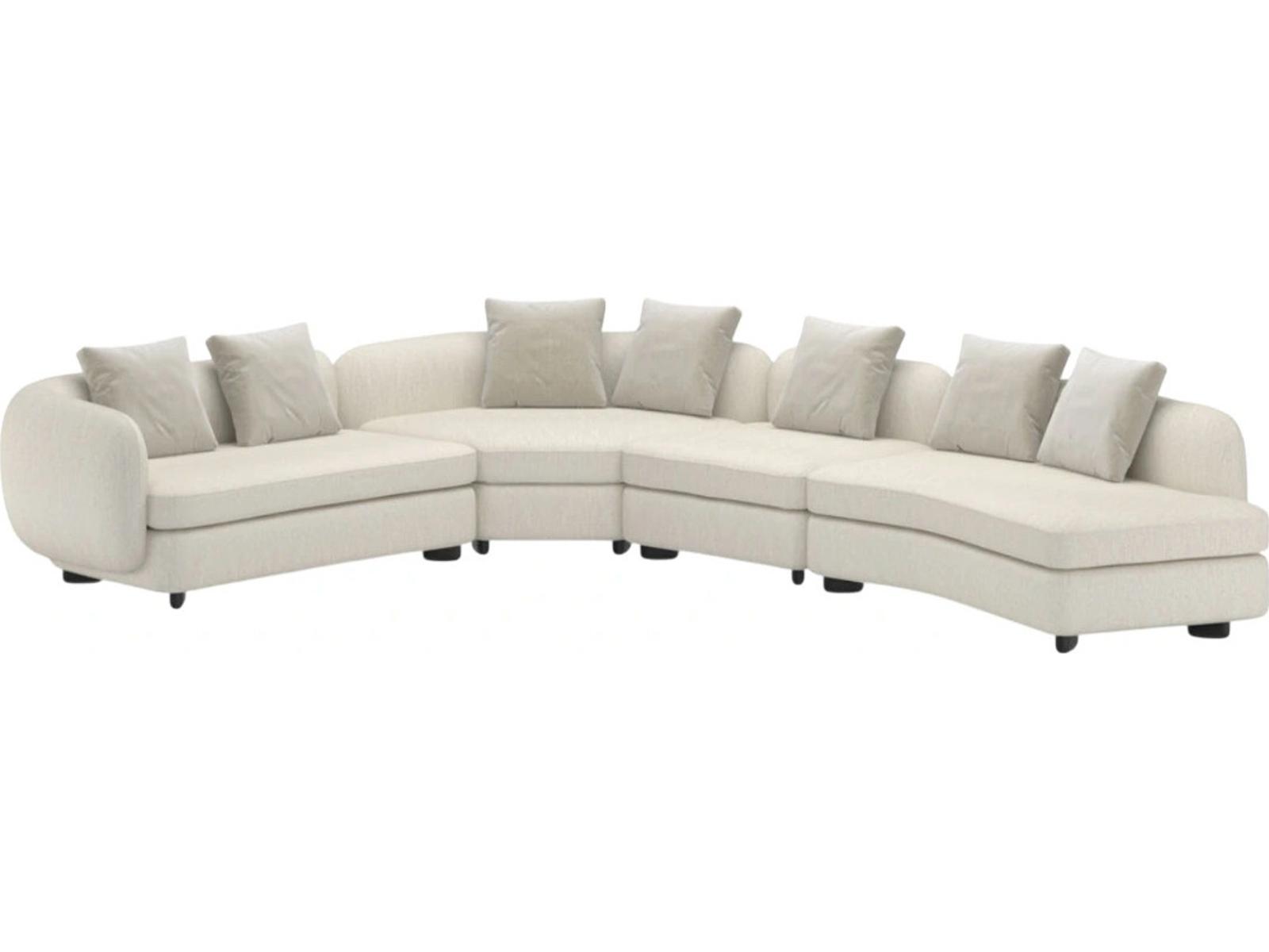 Lumi 4-Piece Modular Fabric Sectional Sofa in Ivory and Black