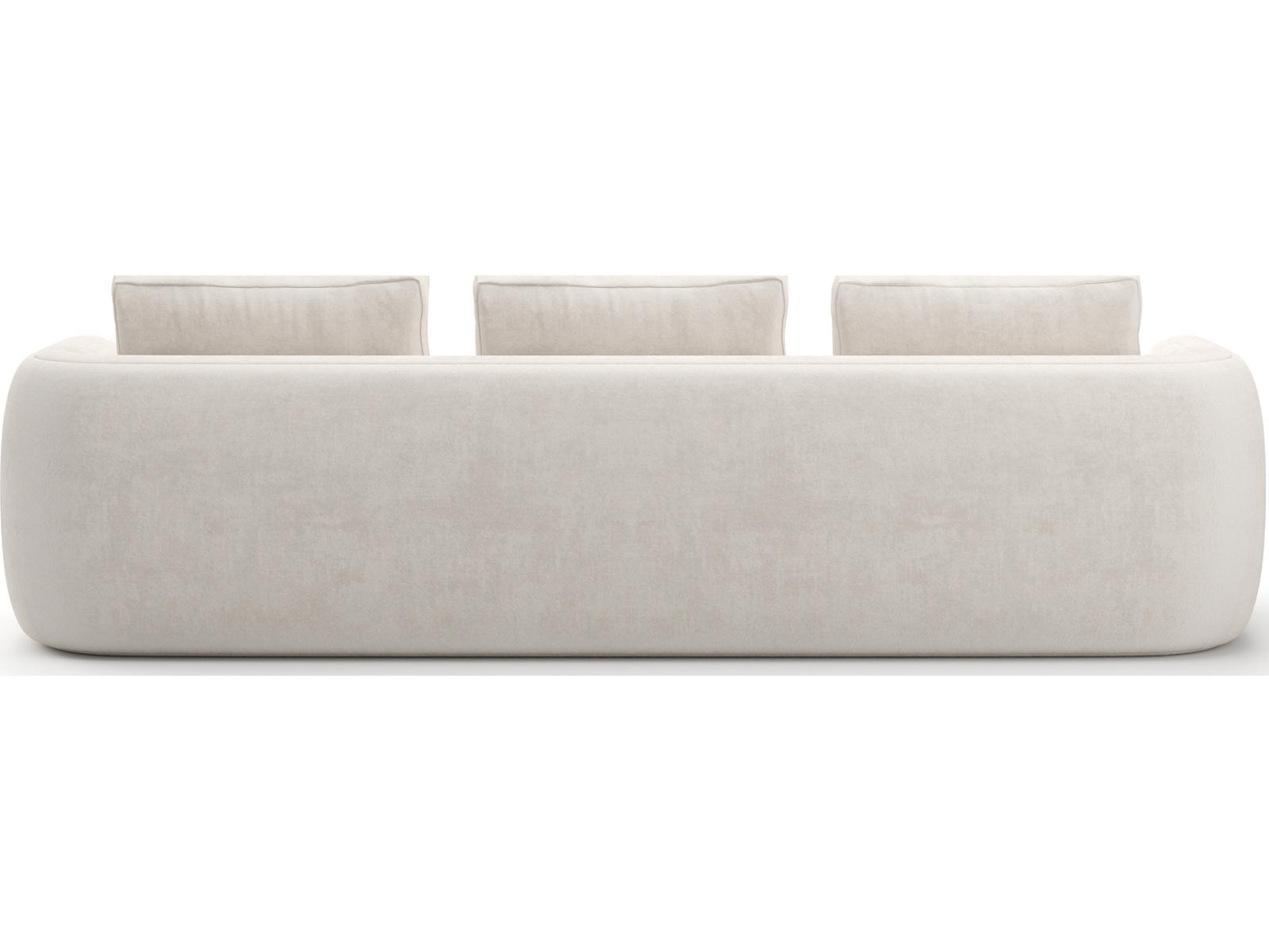 Overlap 3-Seat Sofa Ecru Linen with Travertine Base