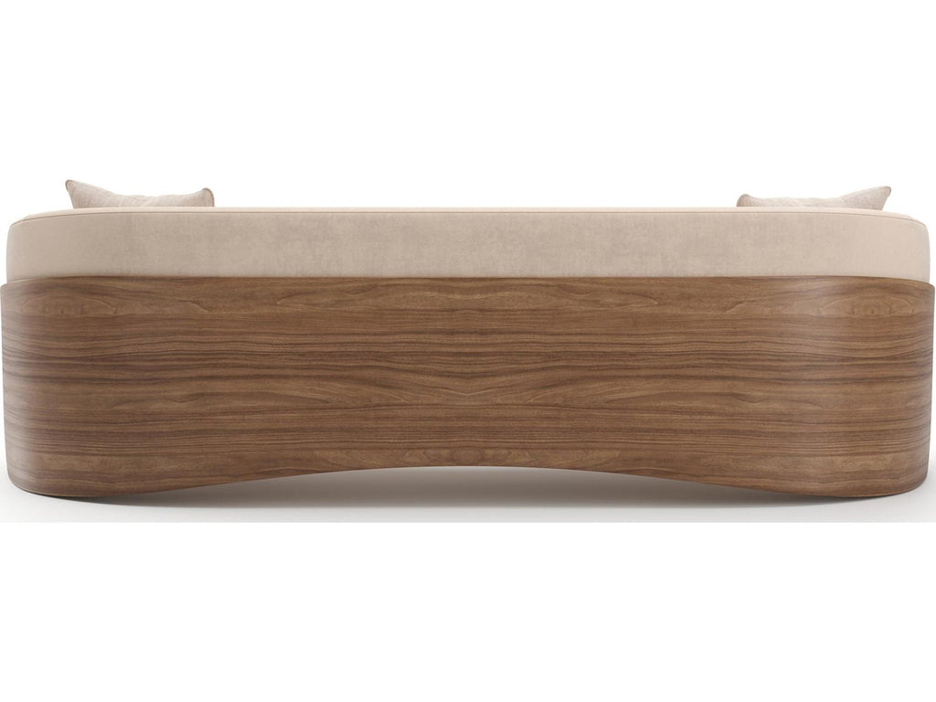 Fleur Wood Back 3-Seat Faux Mohair Sofa in Porcini