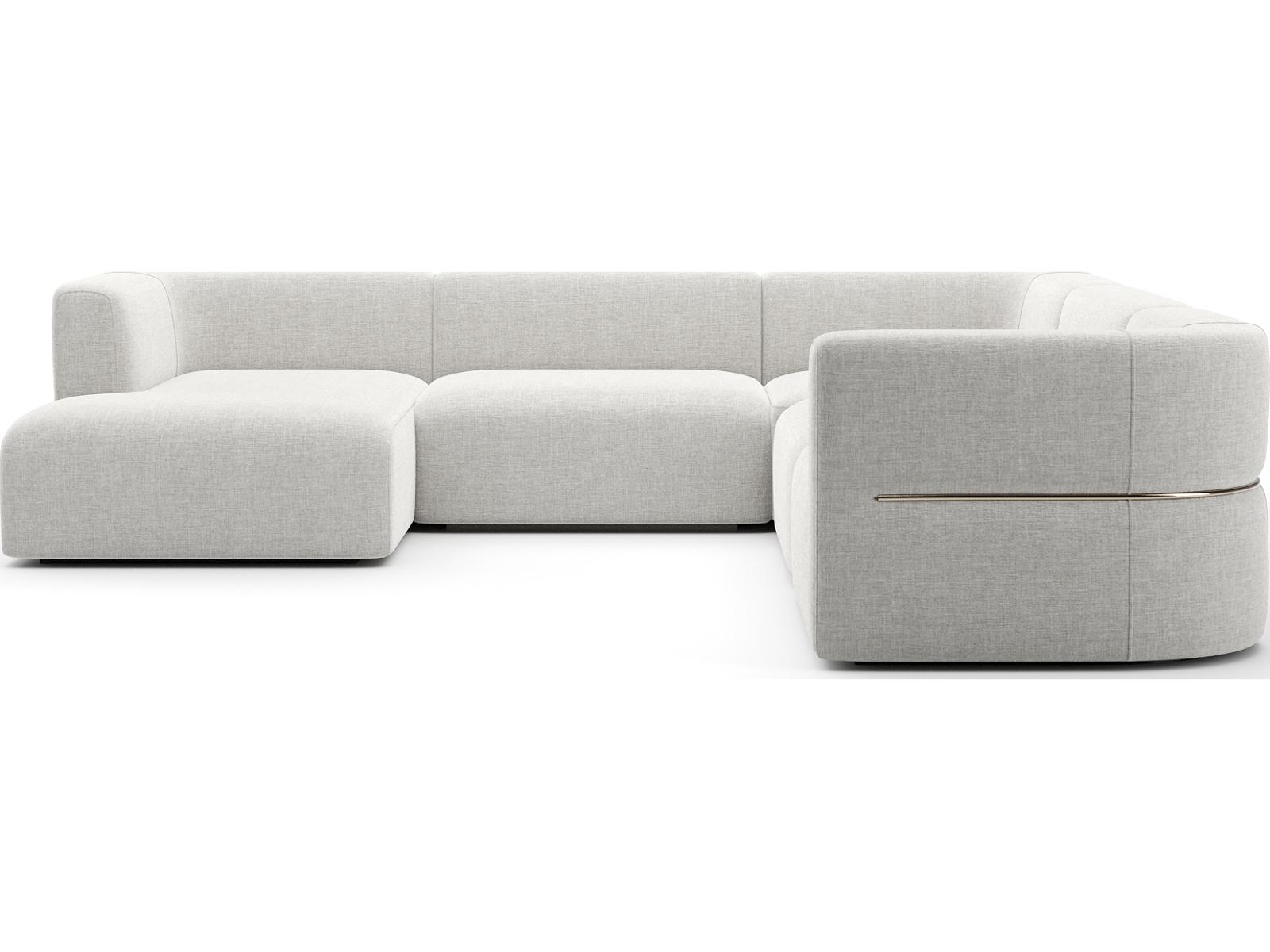 Rhythm 5-Piece Modular Left Chaise Sectional in Ivory Ribbed Linen