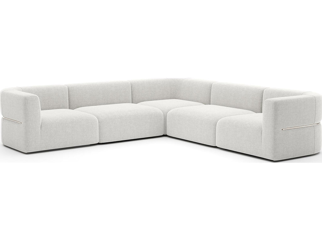 Rhythm L-Shape Modular Ribbed Linen Sectional Sofa in Neutral Metallic