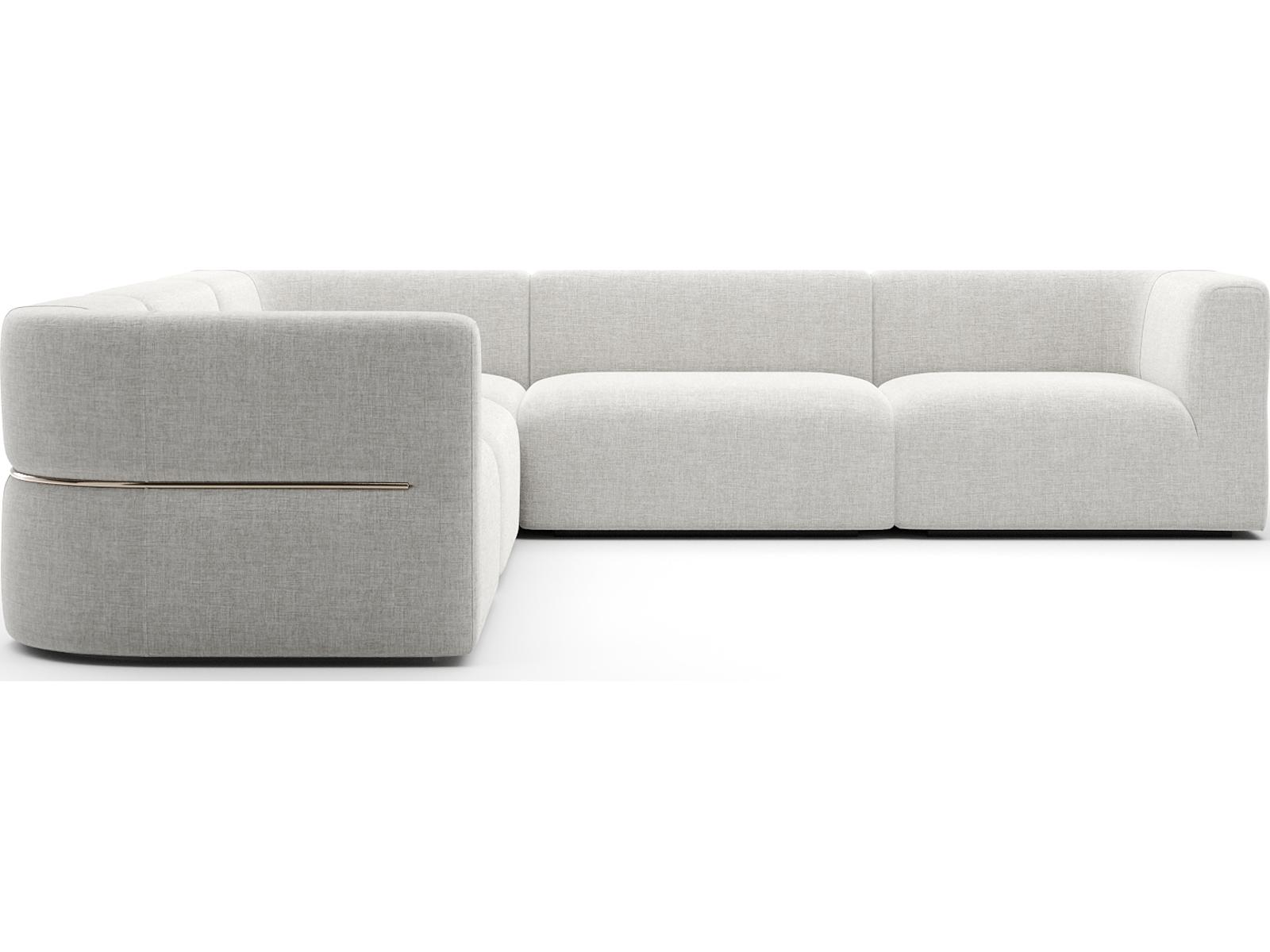 Rhythm L-Shape Modular Ribbed Linen Sectional Sofa in Neutral Metallic