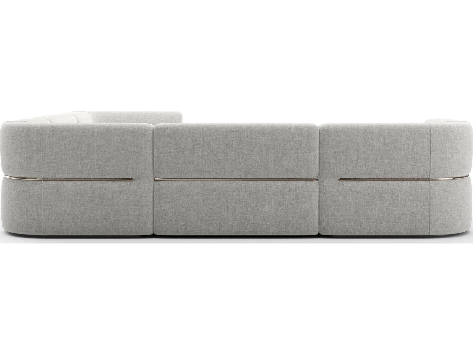 Rhythm L-Shape Modular Ribbed Linen Sectional Sofa in Neutral Metallic