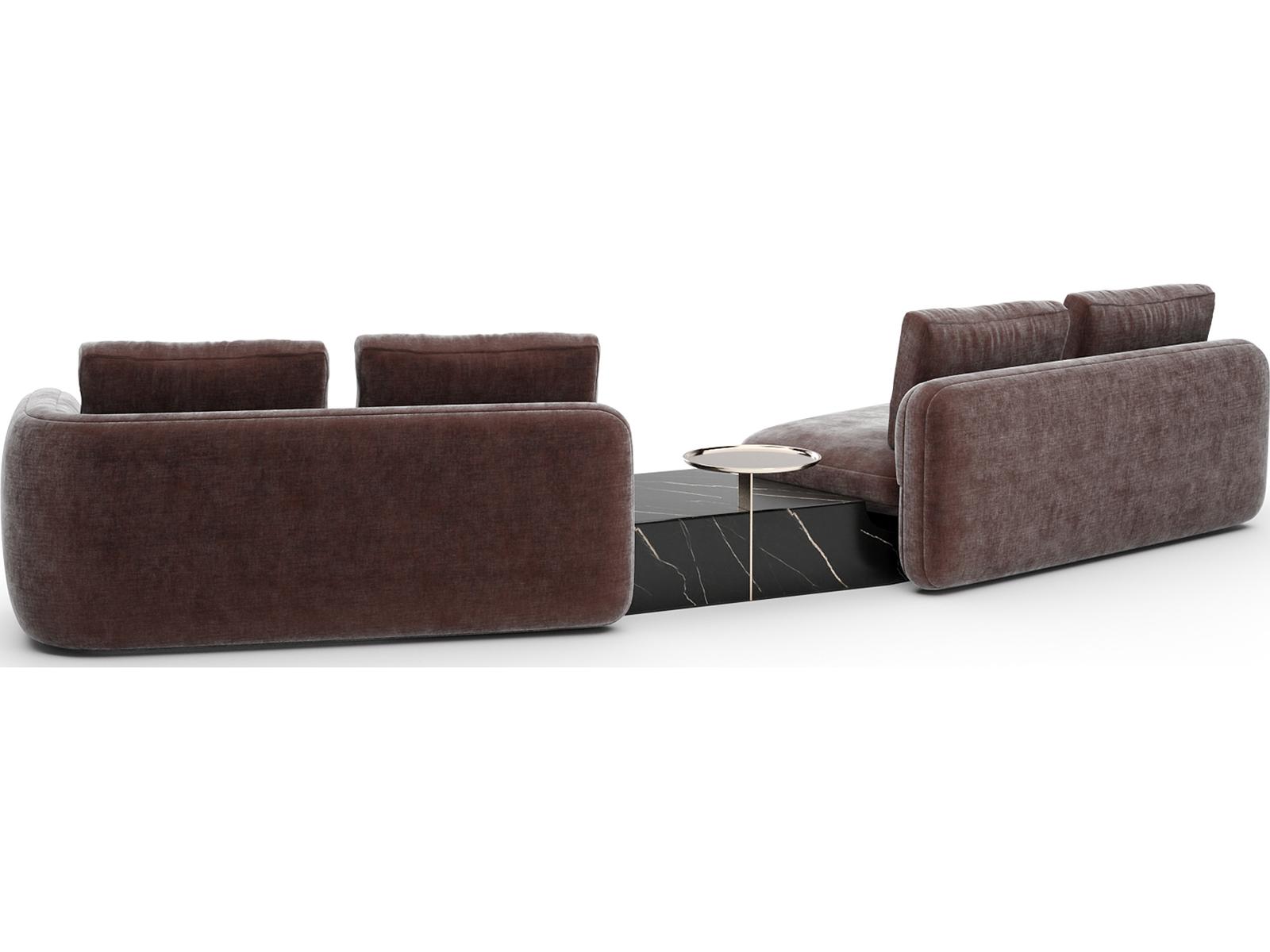 Overlap 3-Piece Left Bumper Sectional Polyester Velvet Sofa in Dark Taupe