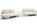 Overlap 3-Piece Left Bumper Sectional Sofa in Ecru Fabric with Whisper of Gold