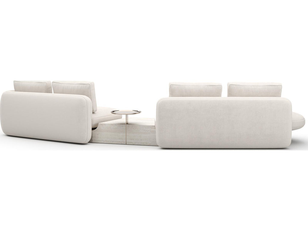 Overlap 3-Piece Left Bumper Sectional Sofa in Ecru Fabric with Whisper of Gold