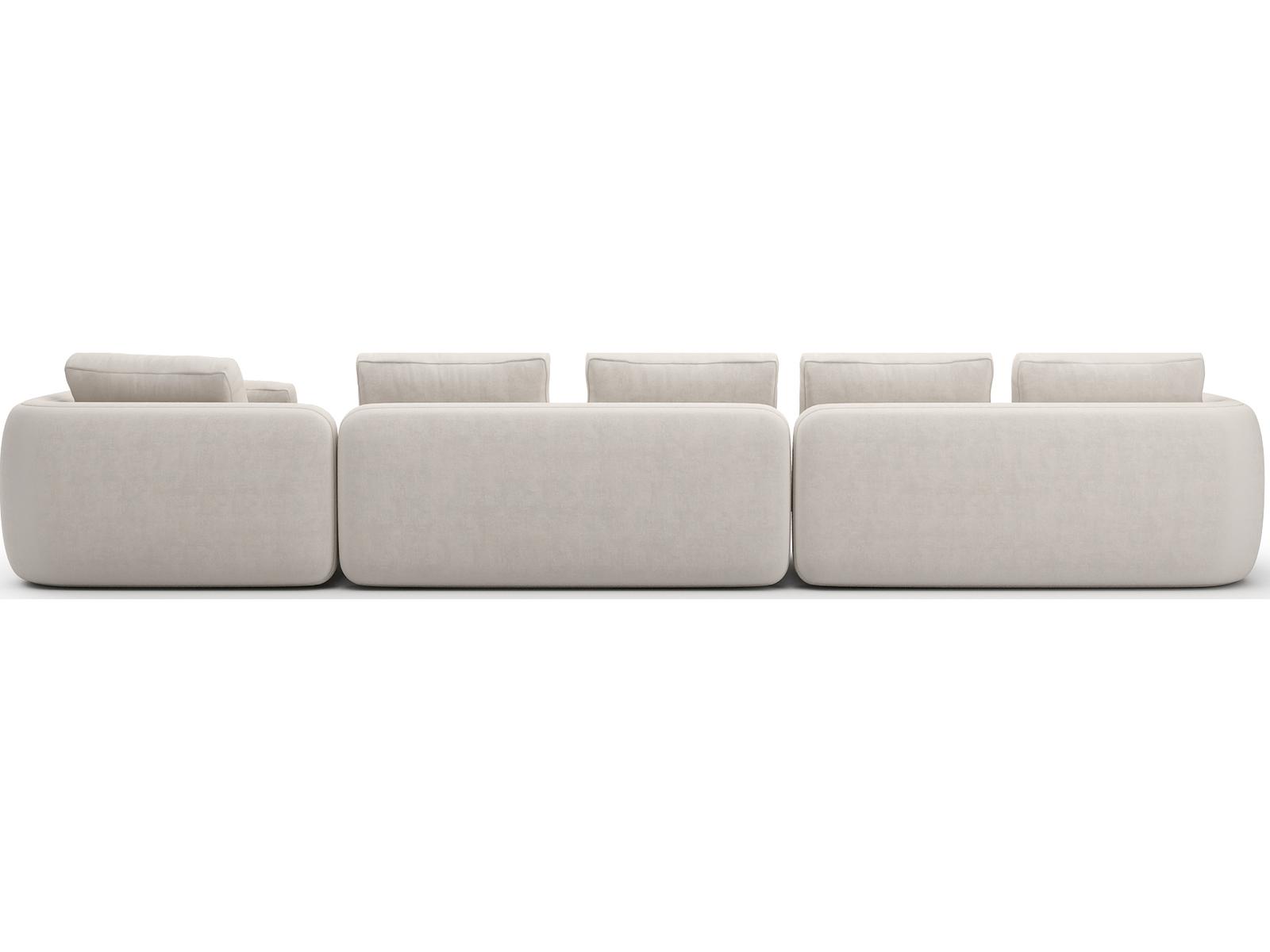 Overlap 3-Piece Modular Ecru Linen Sectional with Right Chaise