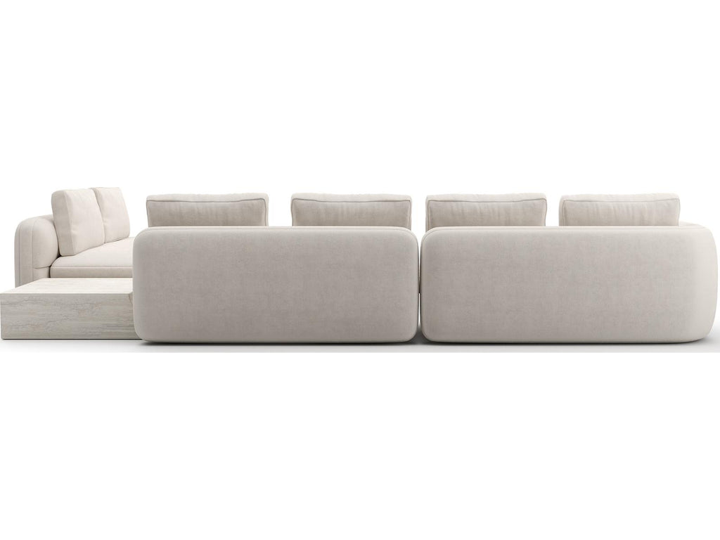 Overlap 4-Piece Modular Fabric Sectional in Ecru with Whisper of Gold Finish