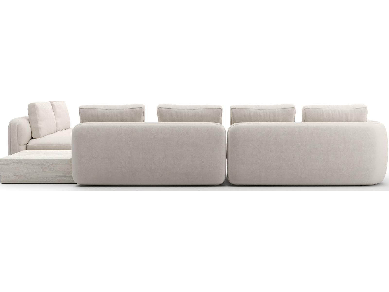 Overlap 4-Piece Modular Fabric Sectional in Ecru with Whisper of Gold Finish