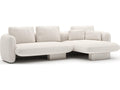 Overlap 2-Piece Ecru Linen Right Chaise Sectional Sofa with Travertine Base