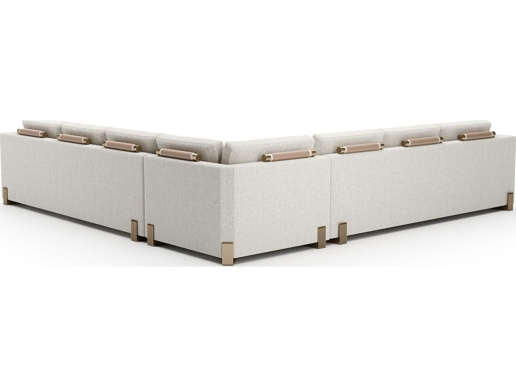 Counter Balance Large Modular Sectional Sofa in Oatmeal Melange with Brushed Gold Legs