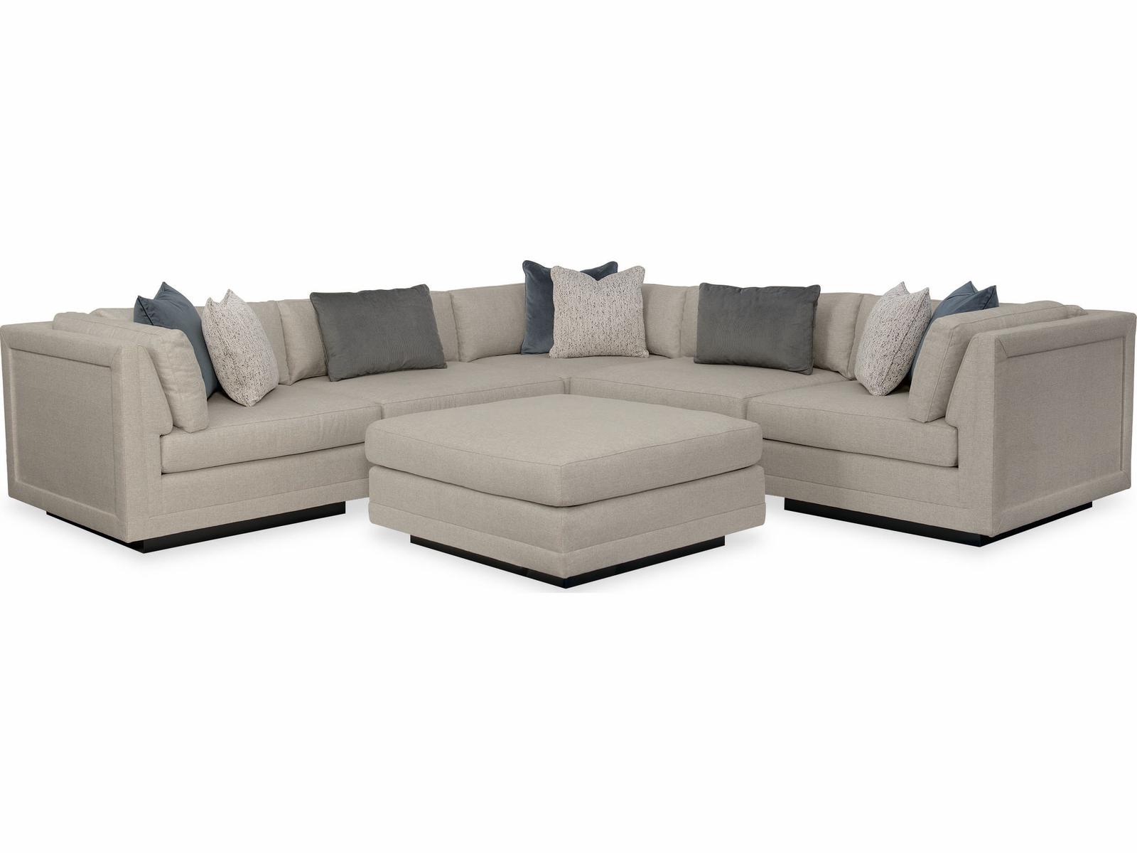 Fusion 6-Piece Modular Fabric Sectional Sofa with Ottoman in Simply Black