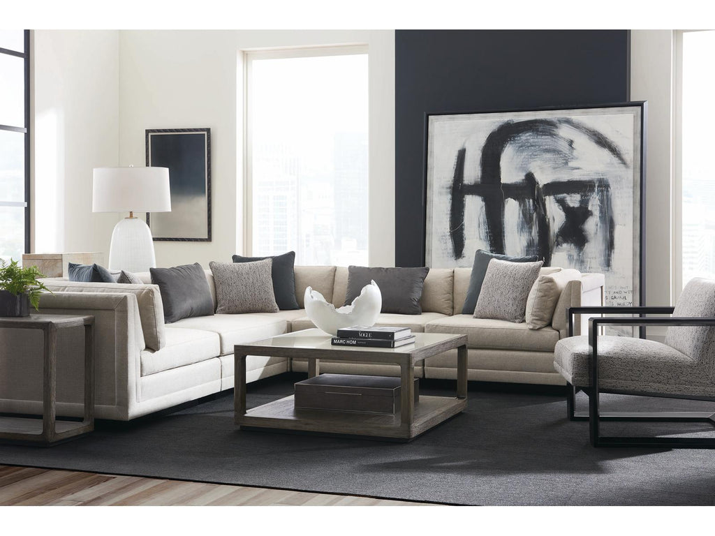 Fusion 6-Piece Modular Fabric Sectional Sofa with Ottoman in Simply Black