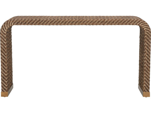 Bill Cain Rope Waterfall Console Table in Brown and Gold Abaca Rope