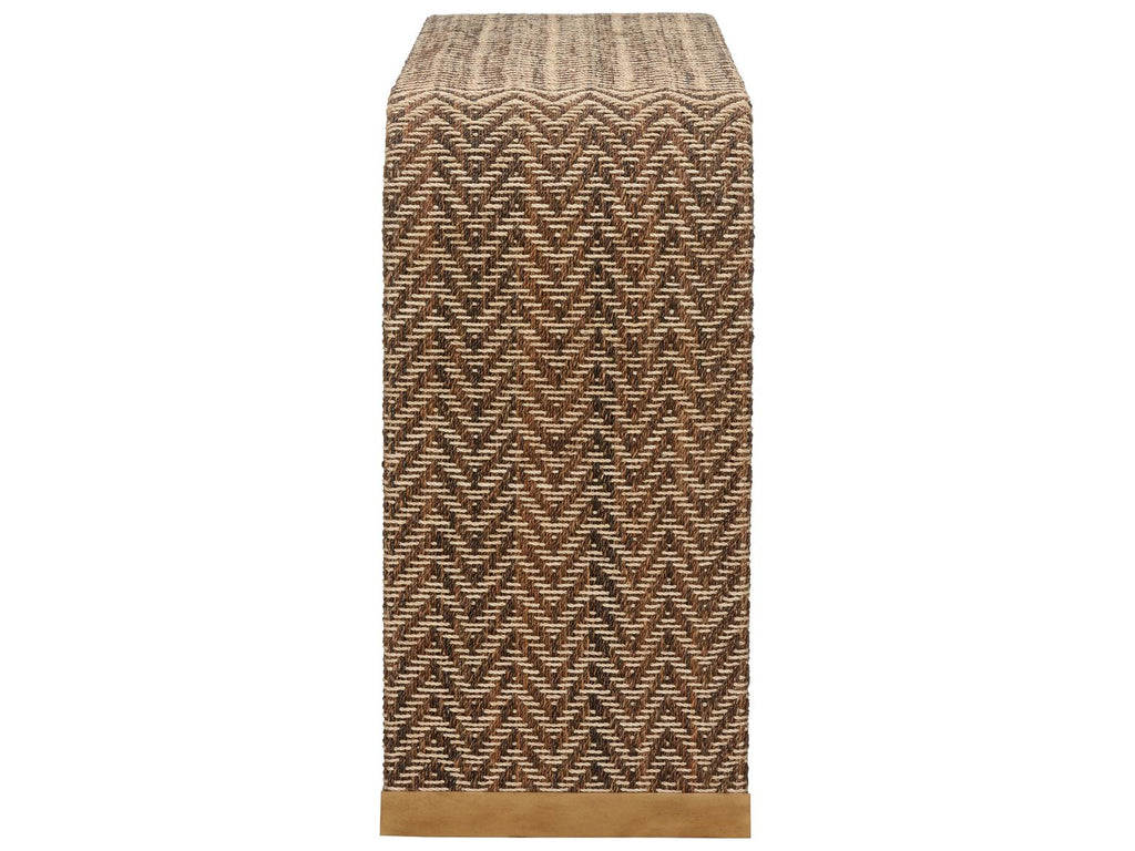 Bill Cain Rope Waterfall Console Table in Brown and Gold Abaca Rope