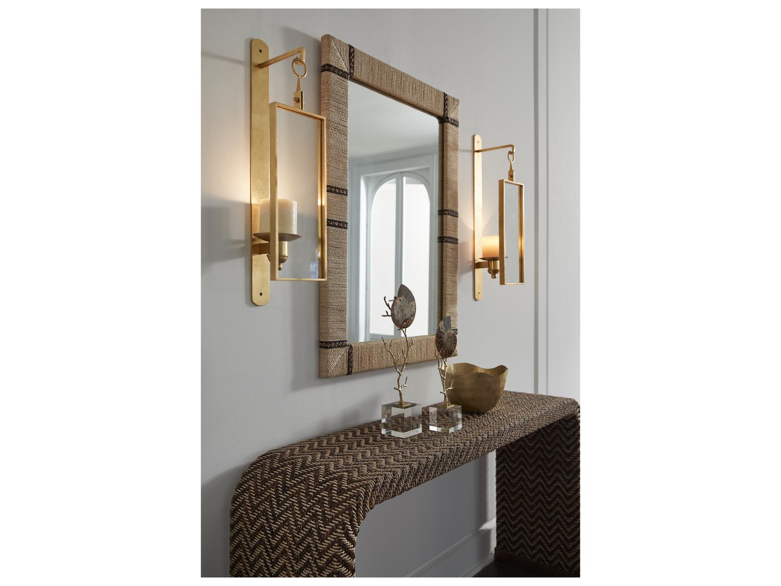 Bill Cain Rope Waterfall Console Table in Brown and Gold Abaca Rope