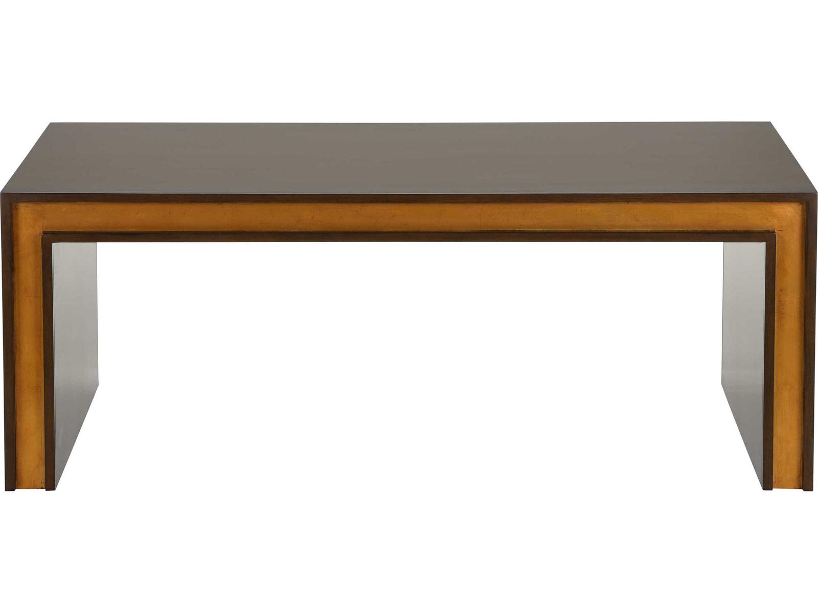 Jamie Merida Rectangular Wood Mahogany Antique Gold Leaf Baldwin Coffee Table