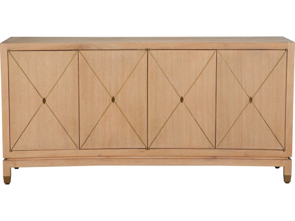 Brentwood Console Table in Cerused Oak with Brass Inlay