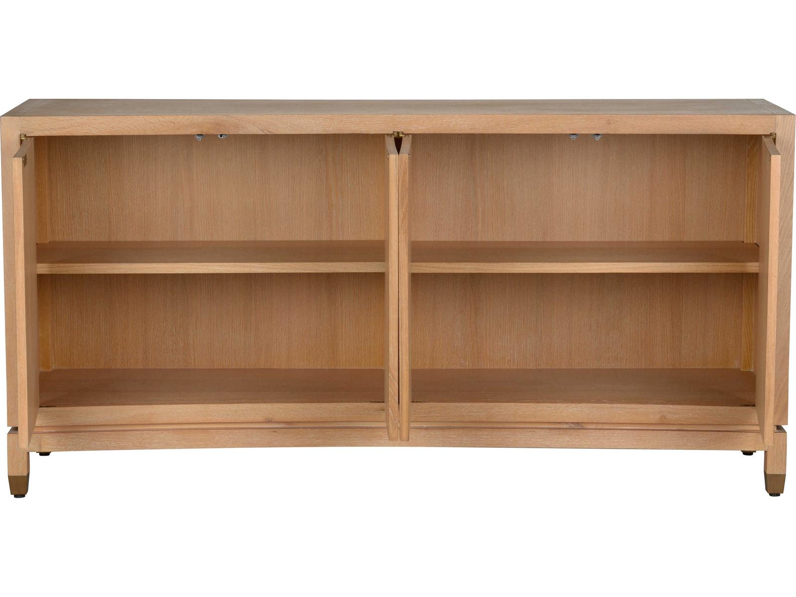 Brentwood Console Table in Cerused Oak with Brass Inlay