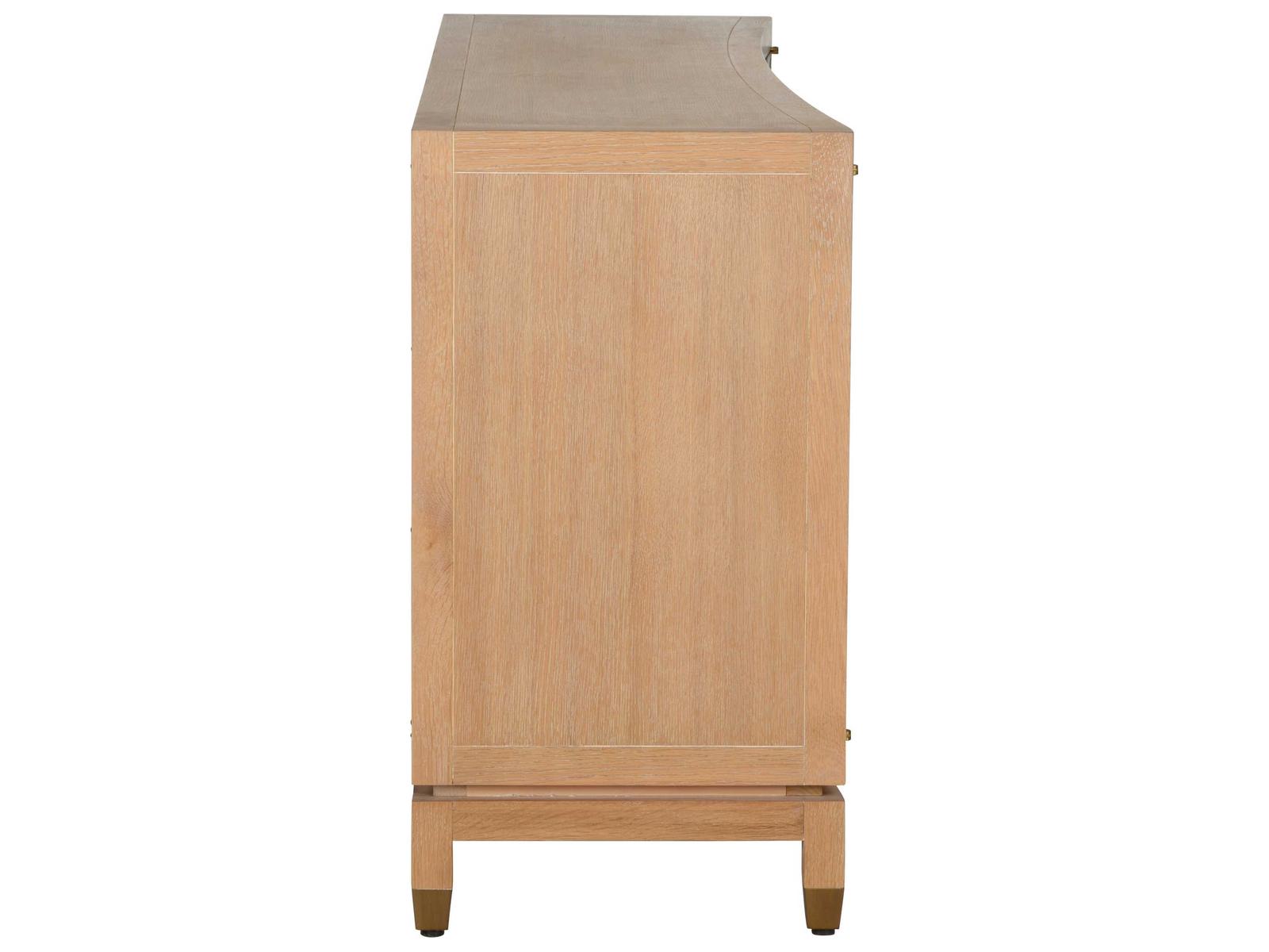 Brentwood Console Table in Cerused Oak with Brass Inlay