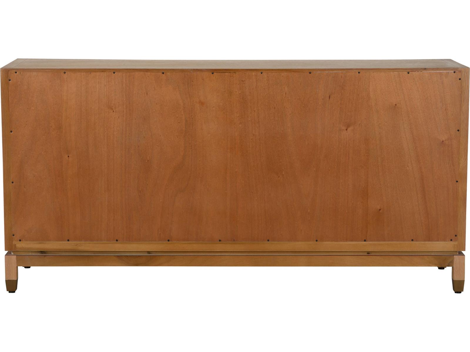 Brentwood Console Table in Cerused Oak with Brass Inlay