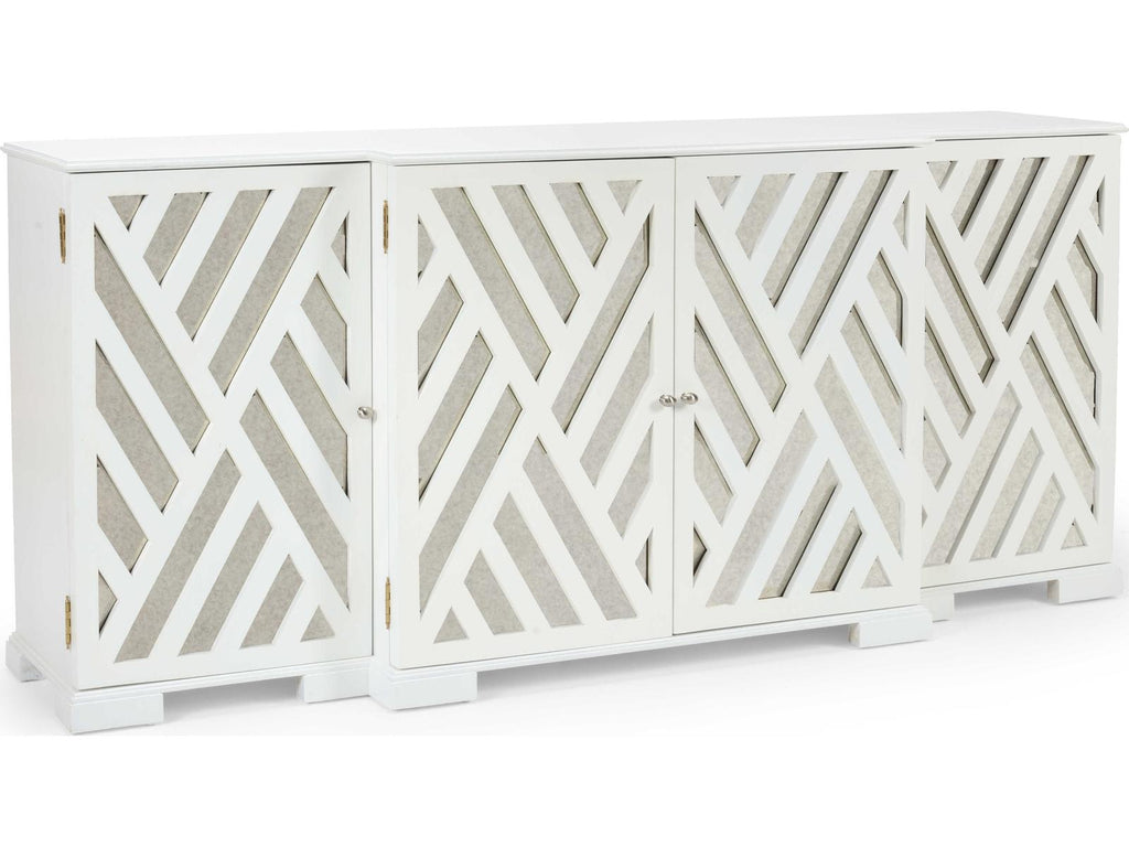 Tidewater White Wood Cabinet with Antique Mirror Doors
