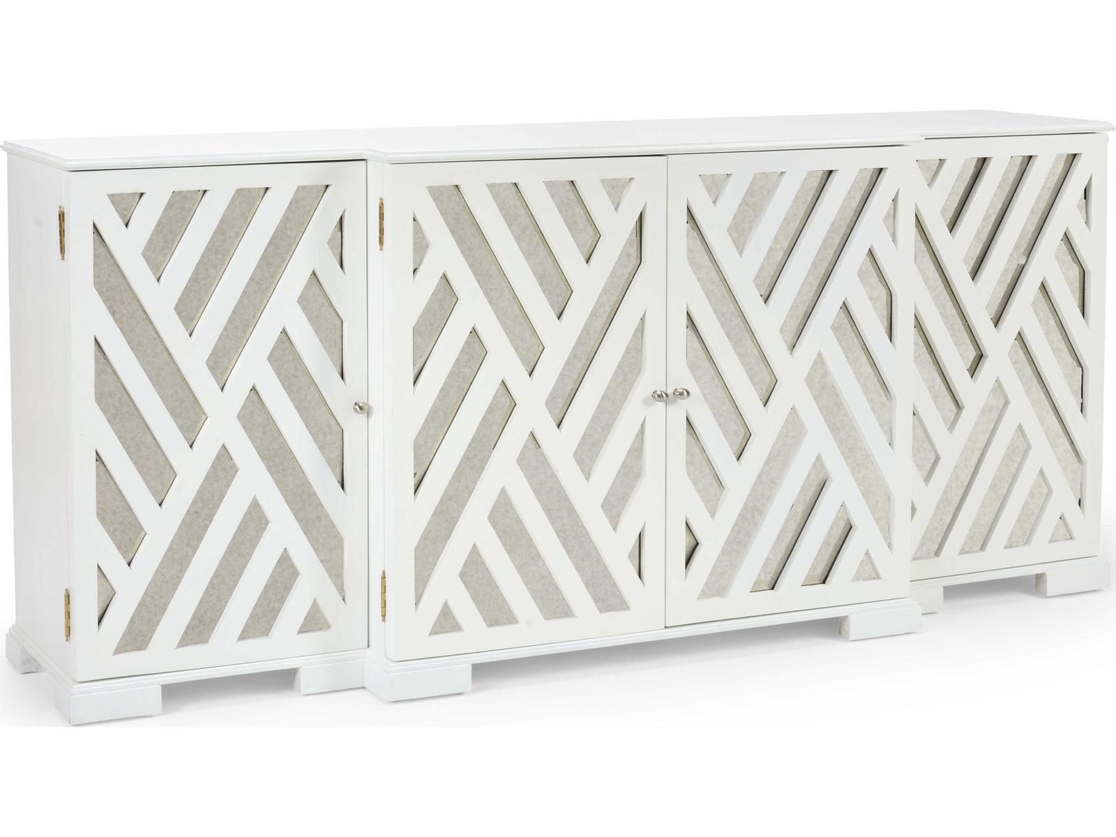 Tidewater White Wood Cabinet with Antique Mirror Doors