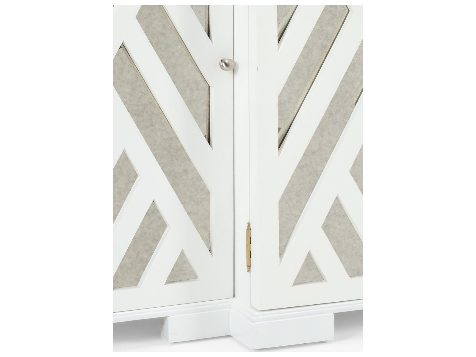 Tidewater White Wood Cabinet with Antique Mirror Doors