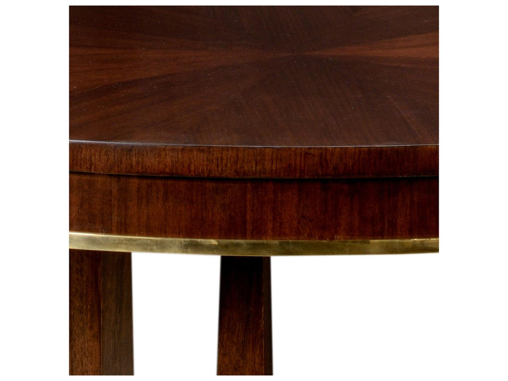 Wesley 42-Inch Square Entry Table Walnut Veneer with Brass Trim