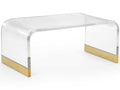 Waterfall Coffee Table with Clear Acrylic and Antique Brass Feet