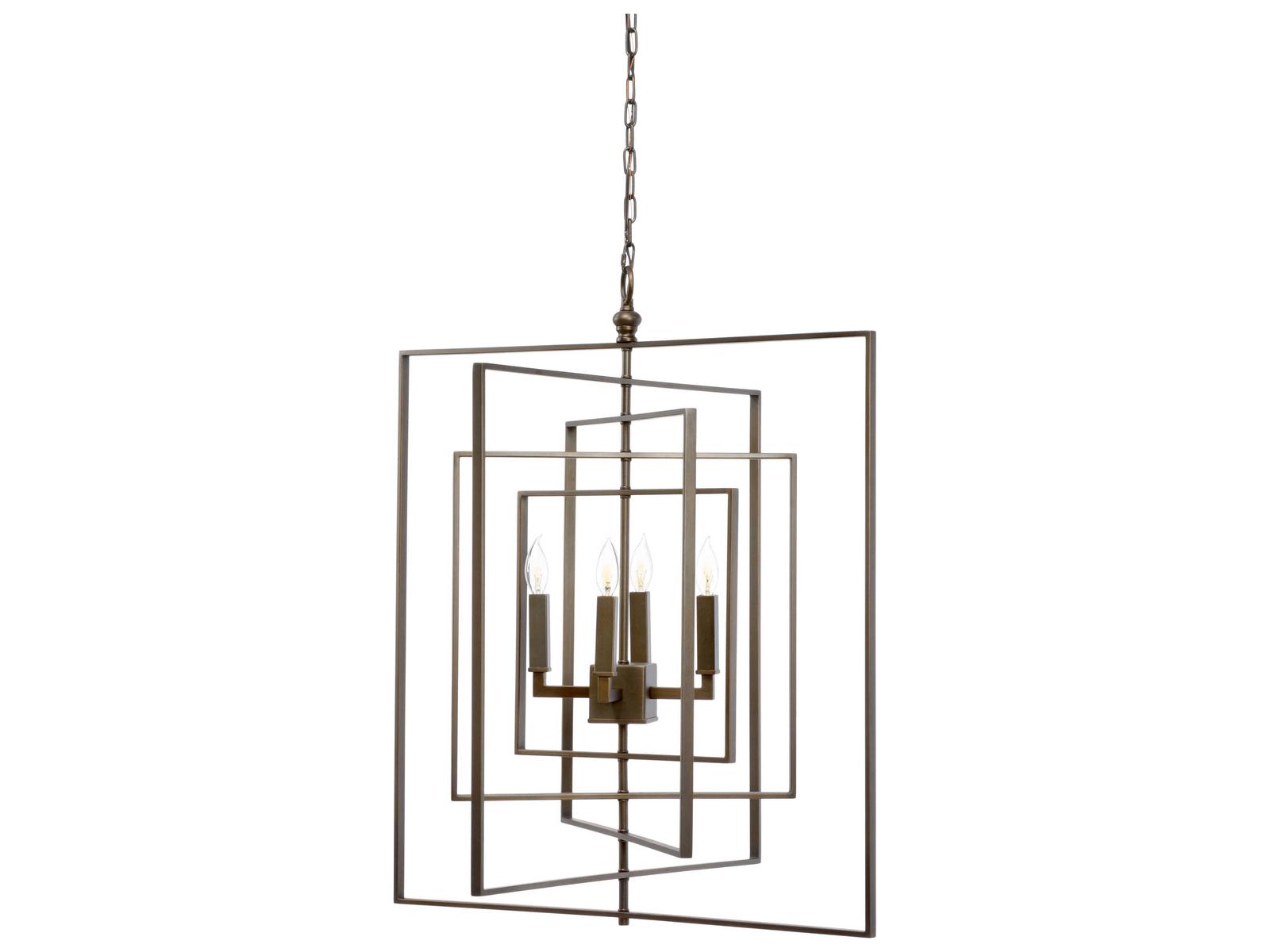 Chelsea House 4-Light Lisa Kahn Cube Chandelier in Antique Brass