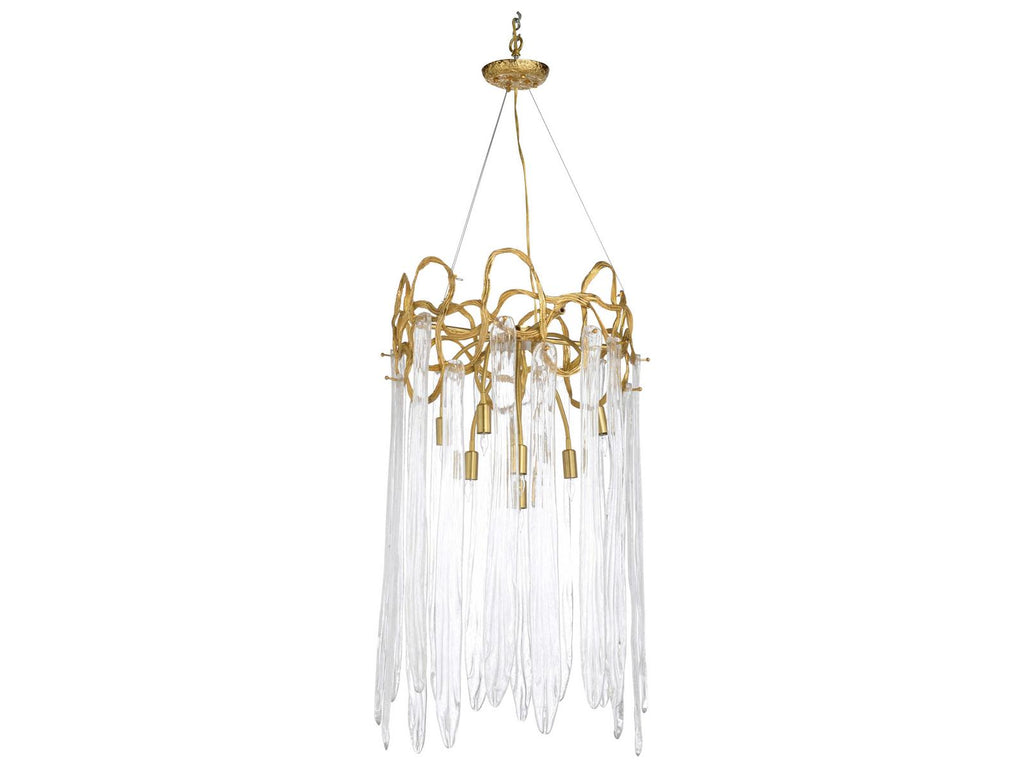 Chelsea House 9-Light Sutton House Chandelier in Antique Brass with Glass Accents