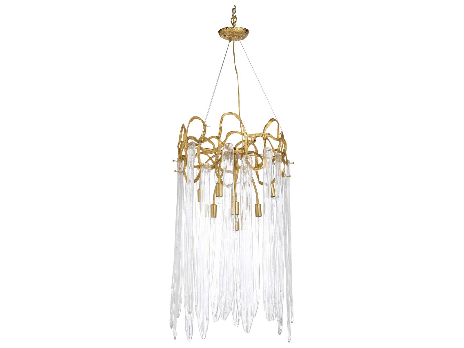 Chelsea House 9-Light Sutton House Chandelier in Antique Brass with Glass Accents