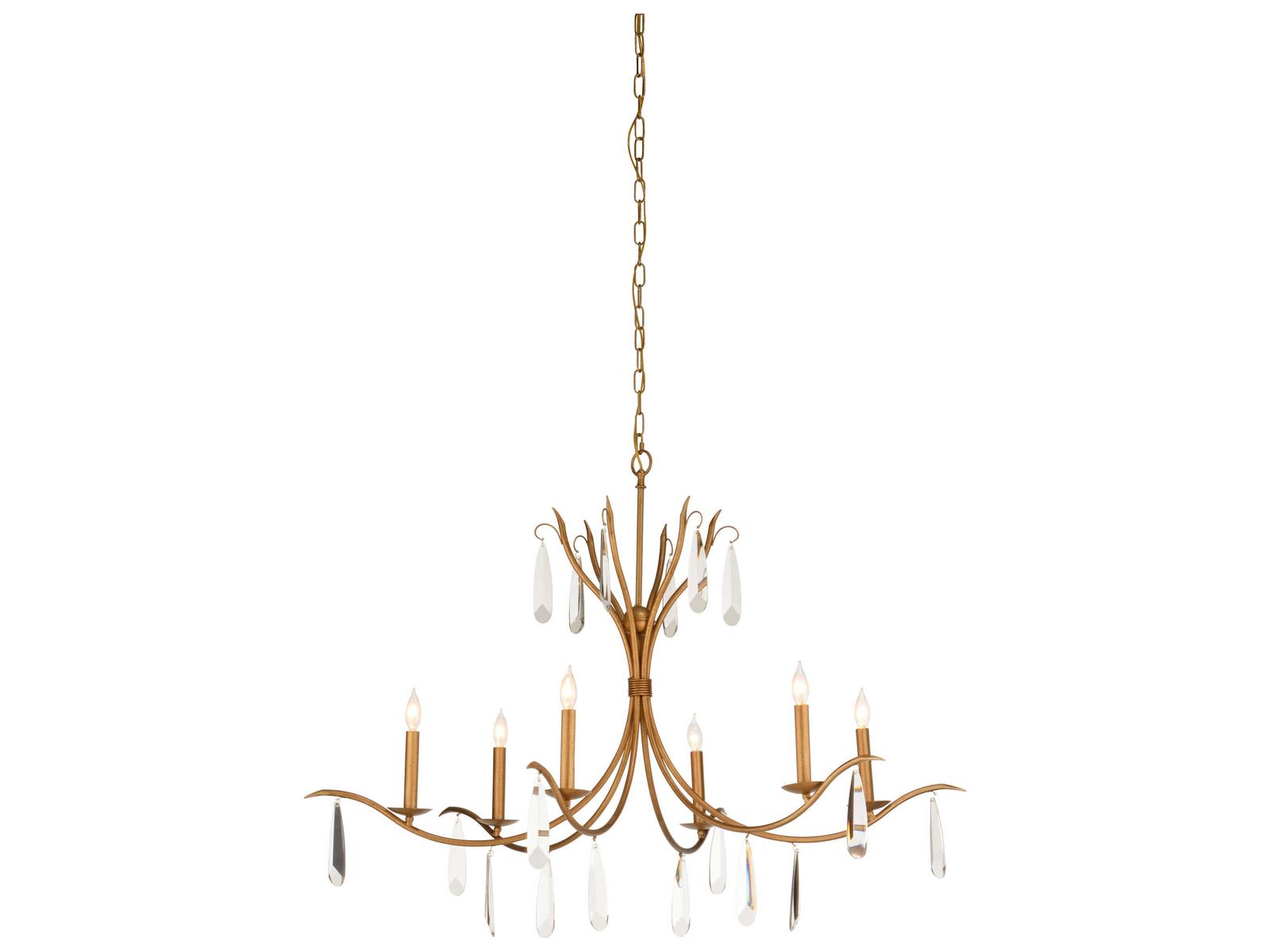 Chelsea House Giulia 6-Light Crystal Candelabra Chandelier in Gold