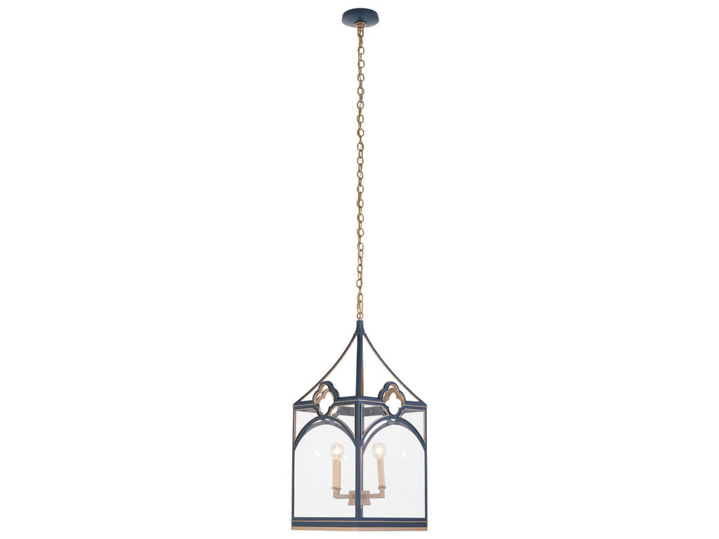 Chelsea House Quatrefoil Navy and Gold 4-Light Lantern Chandelier