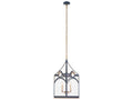 Chelsea House Quatrefoil Navy and Gold 4-Light Lantern Chandelier