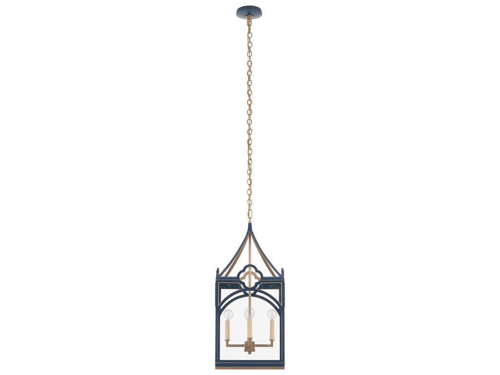 Chelsea House Quatrefoil Navy and Gold 4-Light Lantern Chandelier